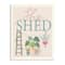 Stupell Industries She Shed Sign Tropical Plants Ladder and Green Vines Wall Plaque